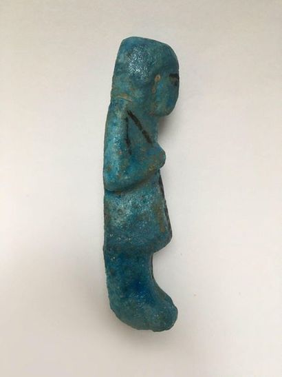 Chaouabti dizainier in blue enamelled earthenware...