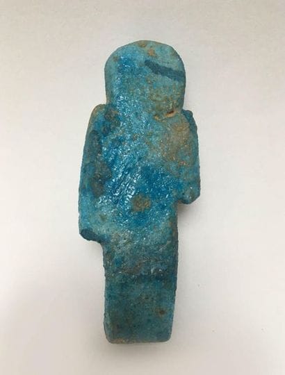 Chaouabti dizainier in blue enamelled earthenware...
