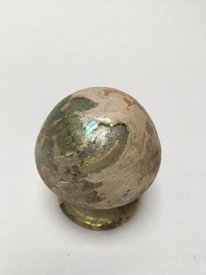 Ball vase with flared neck strongly iridescent...