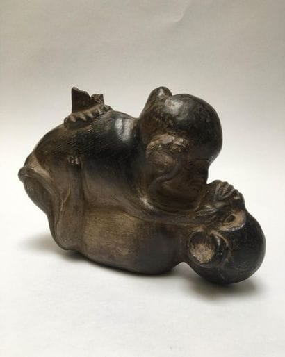 Rare whistle vase with erotic theme representing...