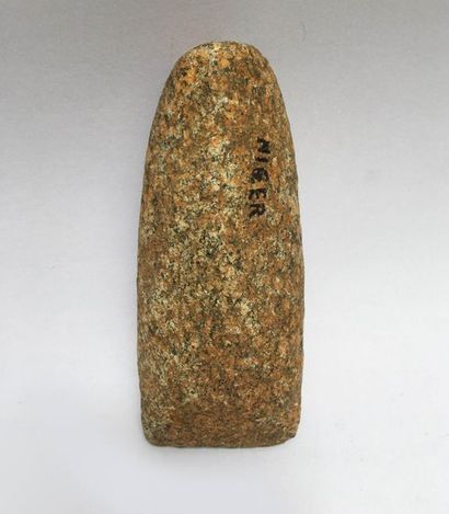 Polished grey granite axe from Niger. (polished...