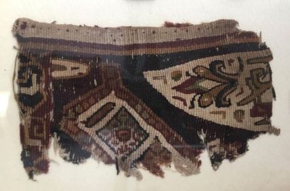 Coptic fabric: polychrome fragment on a black...