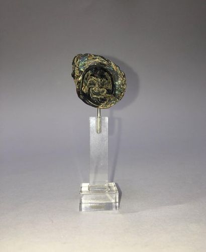 Theater mask: fragment of the base of a glass...