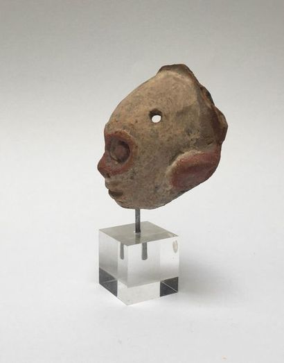 Fragmented monkey head in grey terracotta...
