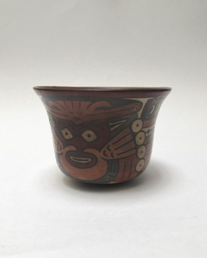 Flared polychrome terracotta bowl decorated...