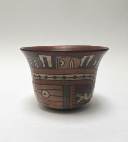 Flared polychrome terracotta bowl decorated...