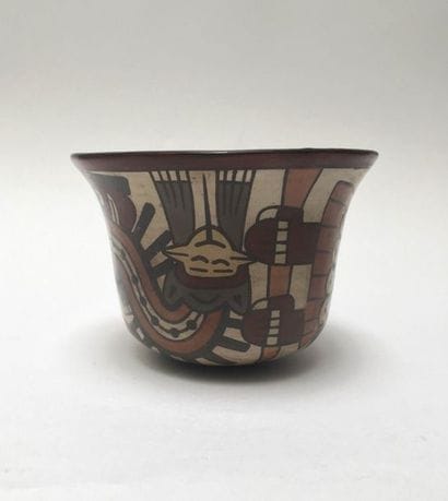 Flared polychrome terracotta bowl decorated...