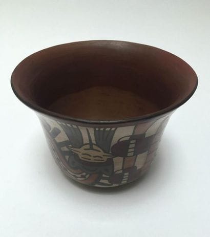 Flared polychrome terracotta bowl decorated...