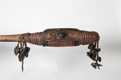 Ceremonial dance rattle made of polychrome...