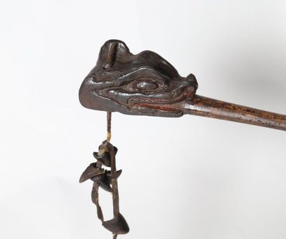 Ceremonial dance rattle made of polychrome...