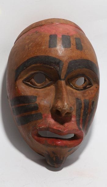 Anthropomorphic decorative mask with an open...