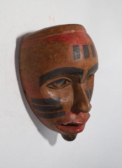 Anthropomorphic decorative mask with an open...
