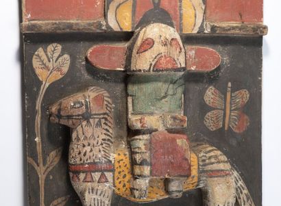 Decorative doll represented on a horse, made...