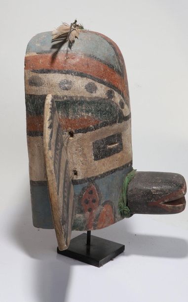 Anthropozoomorphic decorative mask with two...