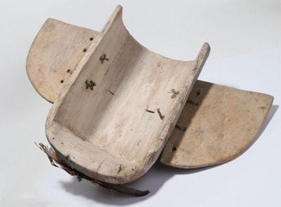 Anthropozoomorphic decorative mask with two...