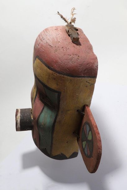 Anthropomorphic decorative mask with a cylindrical...