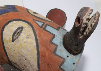 Anthropozoomorphic decorative mask with two...