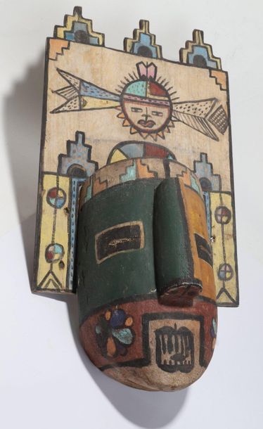 Anthropomorphic decorative mask with two...