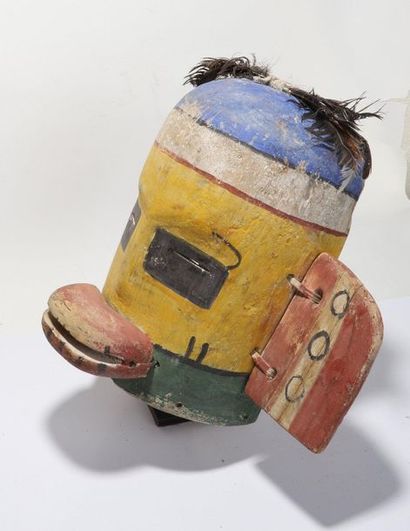 Anthropozoomorphic decorative mask with two...