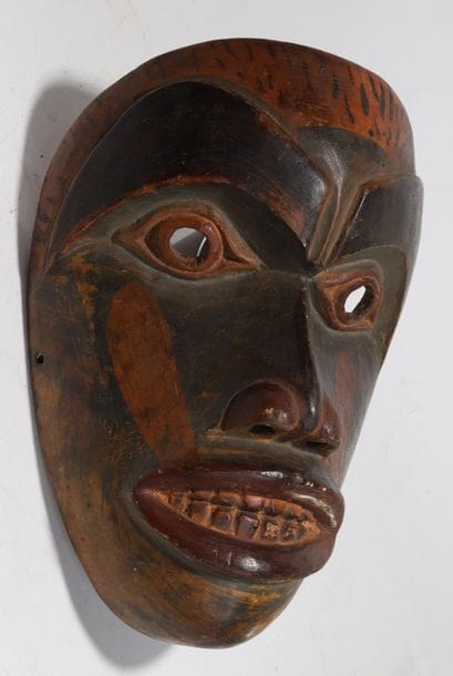 Anthropomorphic decorative mask with an open...