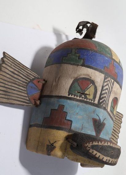 Anthropozoomorphic decorative mask with two...