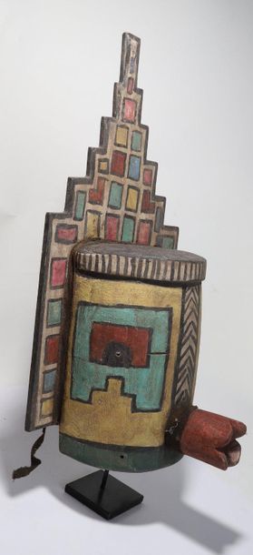 Anthropomorphic decorative mask with two...