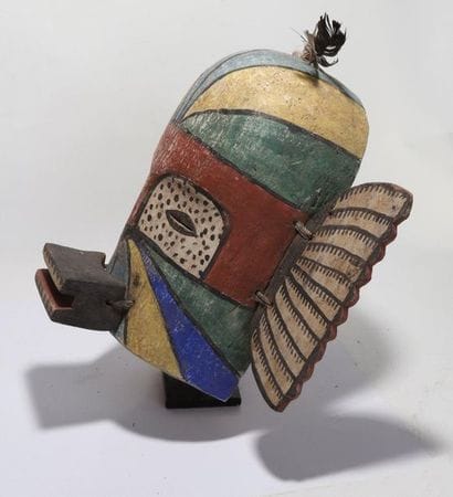 Anthropomorphic decorative mask with two...
