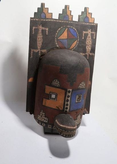 Anthropomorphic decorative mask with two...