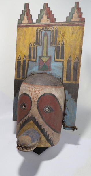 Anthropomorphic decorative mask with two...