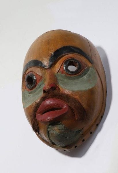 Decorative anthropomorphic mask with an open...