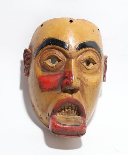 Anthropomorphic decorative mask with an open...