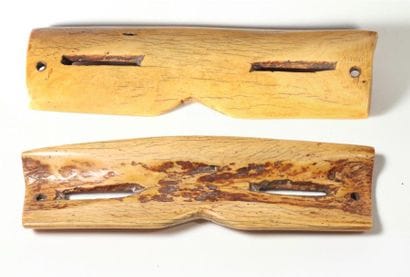 Rectangular bone eyeglasses.

Inuit, Esk...