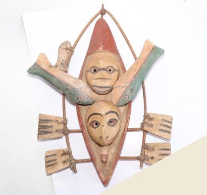 Anthropomorphic decorative mask with two...