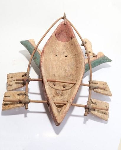 Anthropomorphic decorative mask with two...