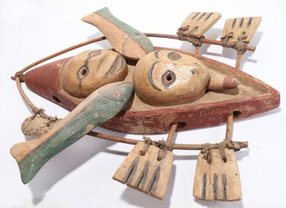 Anthropomorphic decorative mask with two...