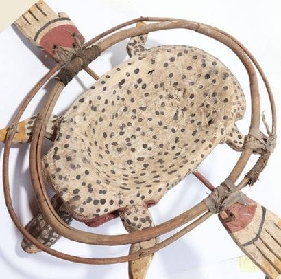 Anthropozoomorphic decorative mask with an...