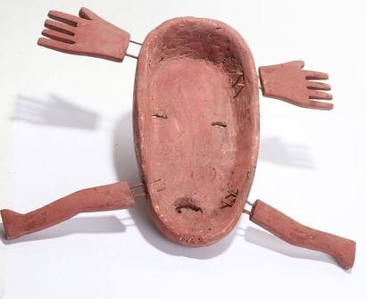 Anthropomorphic decorative mask with an oval...