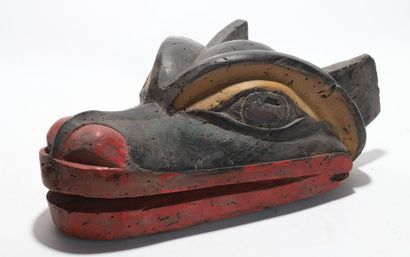 Decorative zoomorphic mask with a wolf's...