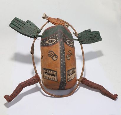 Anthropomorphic decorative mask with a rectangular...