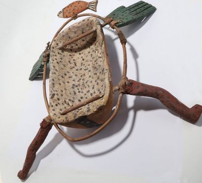 Anthropomorphic decorative mask with a rectangular...