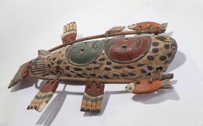 Anthropozoomorphic decorative mask with two...