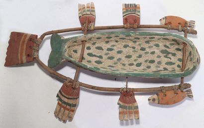 Anthropozoomorphic decorative mask with two...