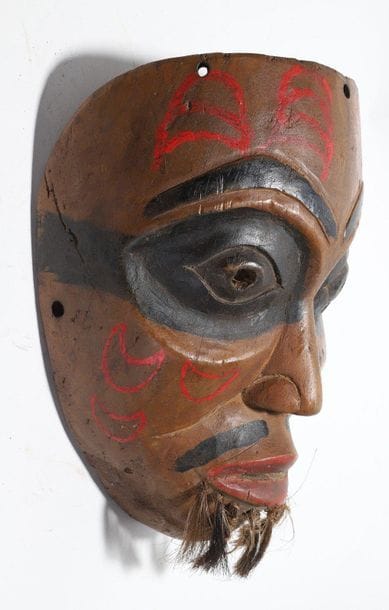 Decorative anthropomorphic mask with a man's...