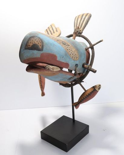 Decorative zoomorphic mask with a sea lion's...