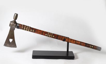 Pipe Tomahawk, the wooden handle with incised...