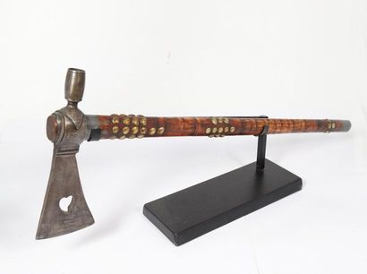 Pipe Tomahawk, the wooden handle with incised...