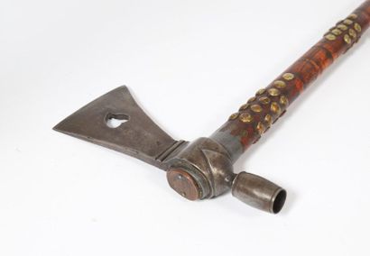 Pipe Tomahawk, the wooden handle with incised...
