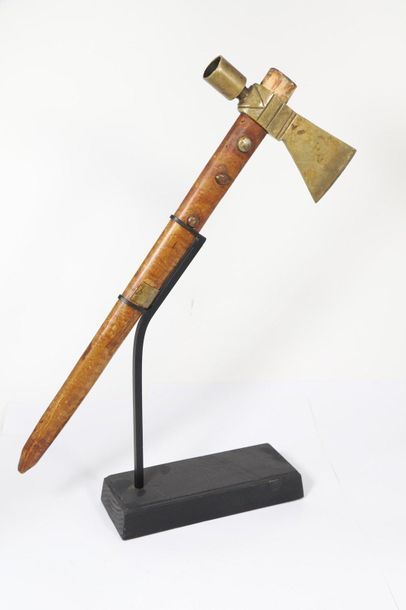 Pipe Tomahawk, the wooden handle decorated...