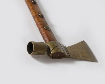 Pipe Tomahawk, the wooden handle decorated...