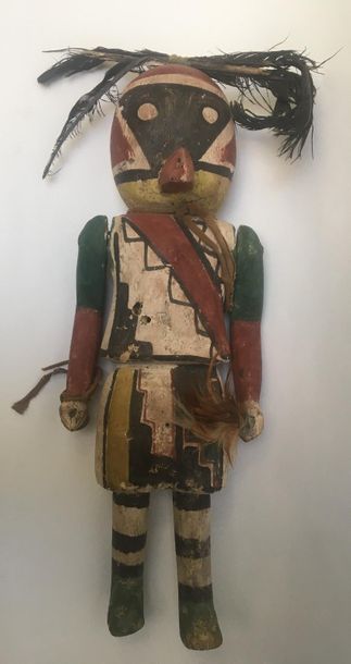 Kachina doll made of polychrome carved cottonwood,...
